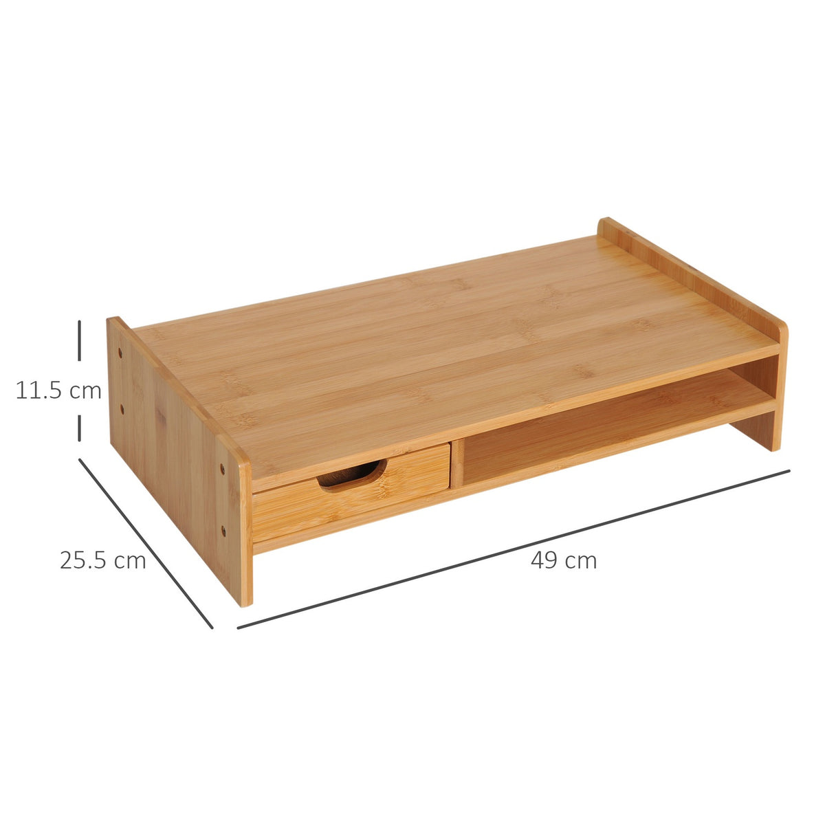 Monitor stand screen stand desk organizer, with drawers, natural, L49xW25.5xH11.5cm