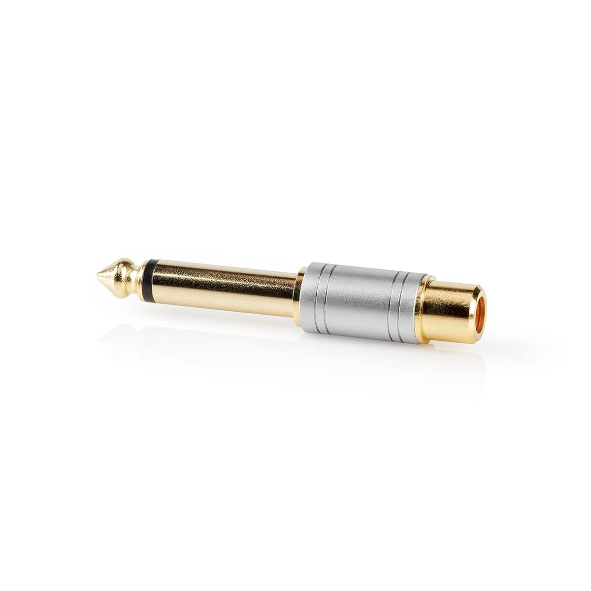 Mono Audio Adapter | 6.35 mm Male | RCA Female | Gold Plated | Straight | Metal | Silver | 1 pc. | Box
