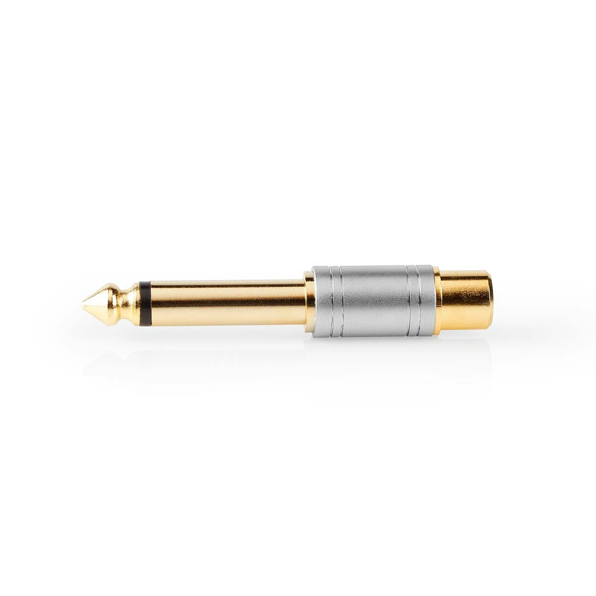 Mono Audio Adapter | 6.35 mm Male | RCA Female | Gold Plated | Straight | Metal | Silver | 1 pc. | Box
