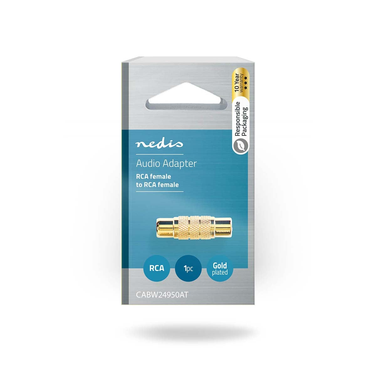 Mono Audio Adapter | RCA Female | RCA Female | Gold Plated | Straight | Metal | Metal | 1 pc. | Box