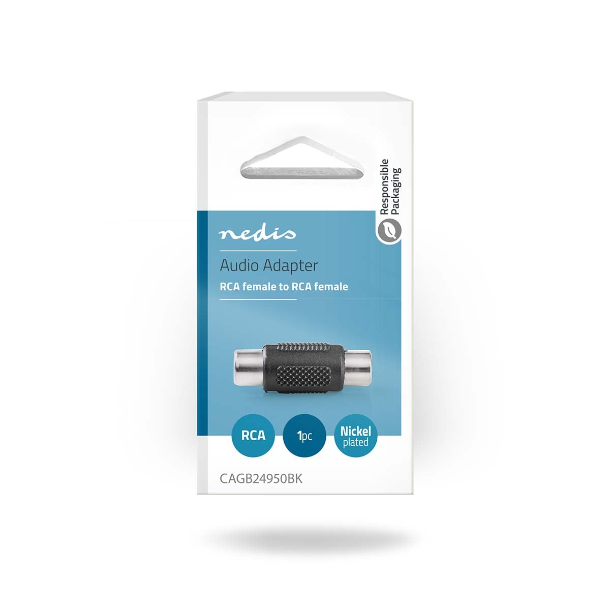 Mono Audio Adapter | RCA Female | RCA Female | Nickel Plated | Straight | ABS | Black | 1 pc. | Box