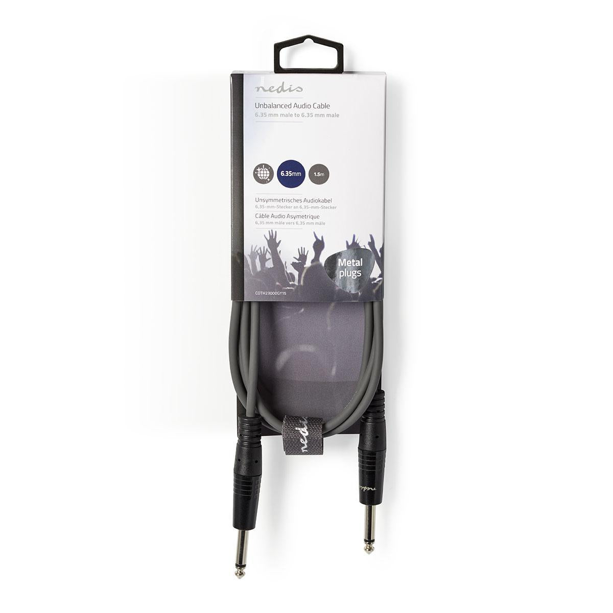 Mono audio cable | 6.35 mm Male | 6.35 mm Male | Nickel Plated | 1.50 m | Round | PVC