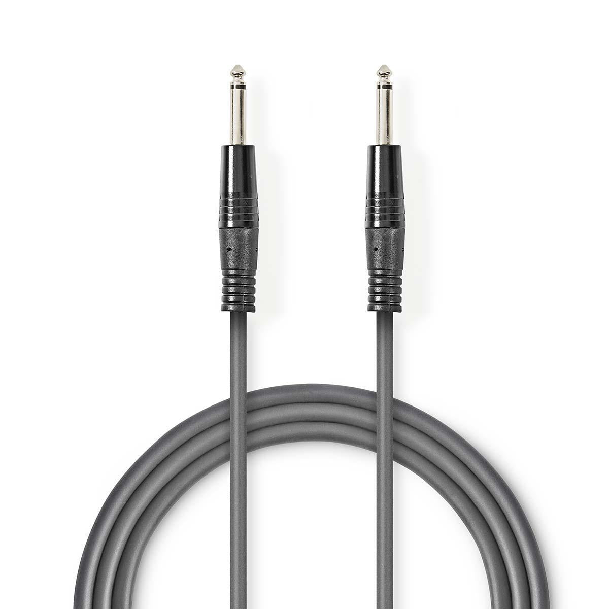 Mono audio cable | 6.35 mm Male | 6.35 mm Male | Nickel Plated | 1.50 m | Round | PVC