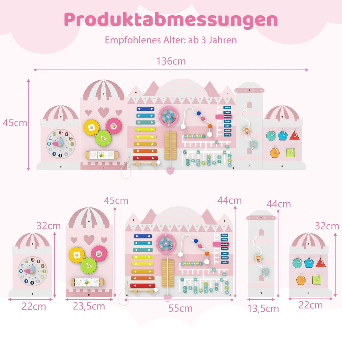 Montessori Activity Wall for Kids, 11-in-1 Wooden Toy