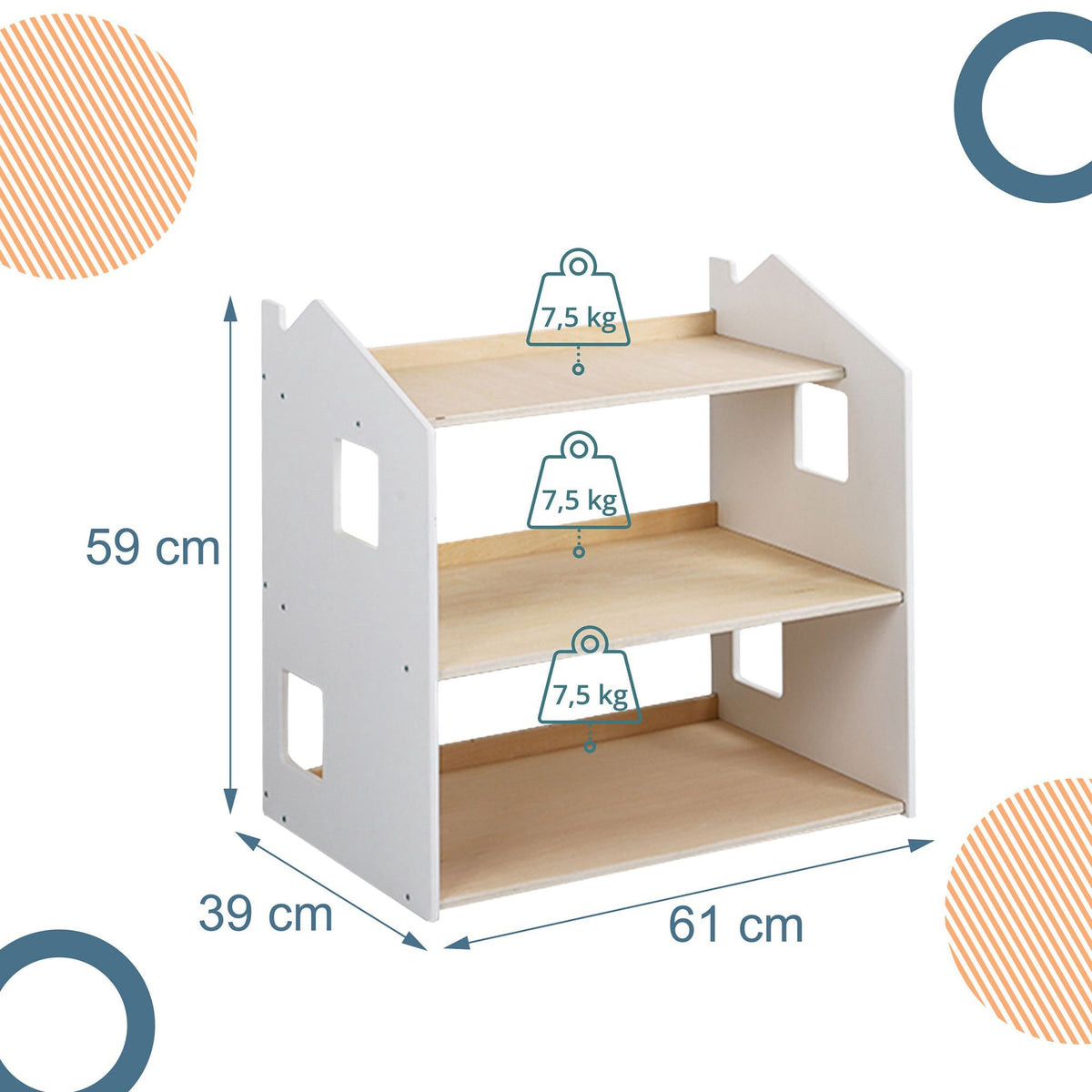 Montessori Children's Bookcase, House-Shaped Shelf, MDF