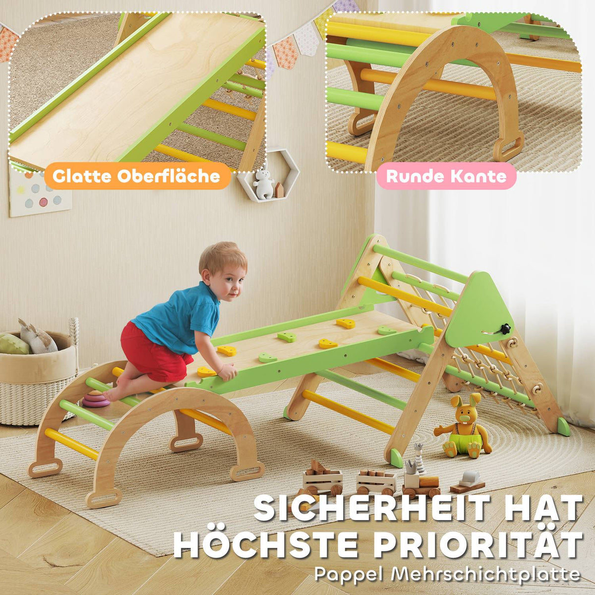 Montessori Indoor Climbing Set – 8-in-1 Triangle, Arch, Slide