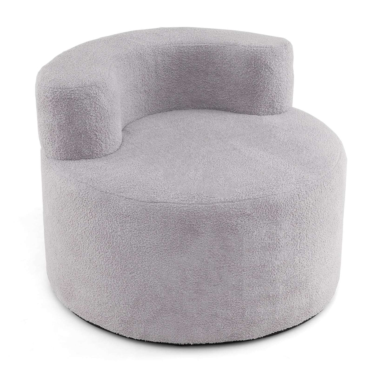 Moon-Shaped Bean Bag Chair with Soft Teddy Fleece, Gray