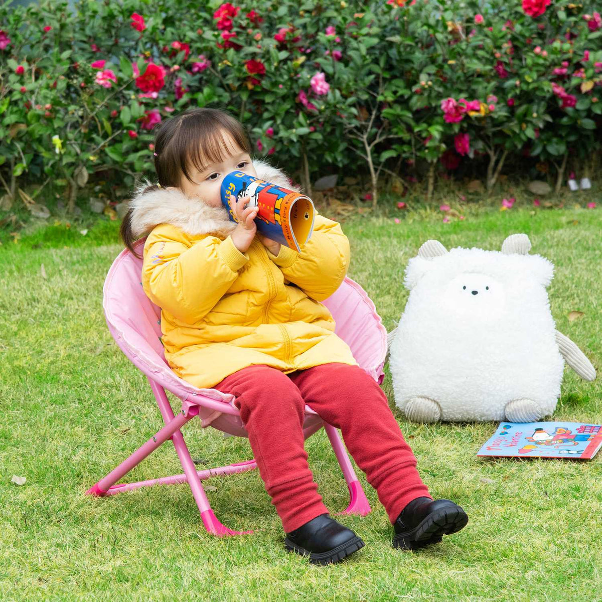 Moonchair Foldable Camping Chair For Children, Moon Chair, Indoor & Outdoor, Steel, Pink, Ø50 X 49H Cm