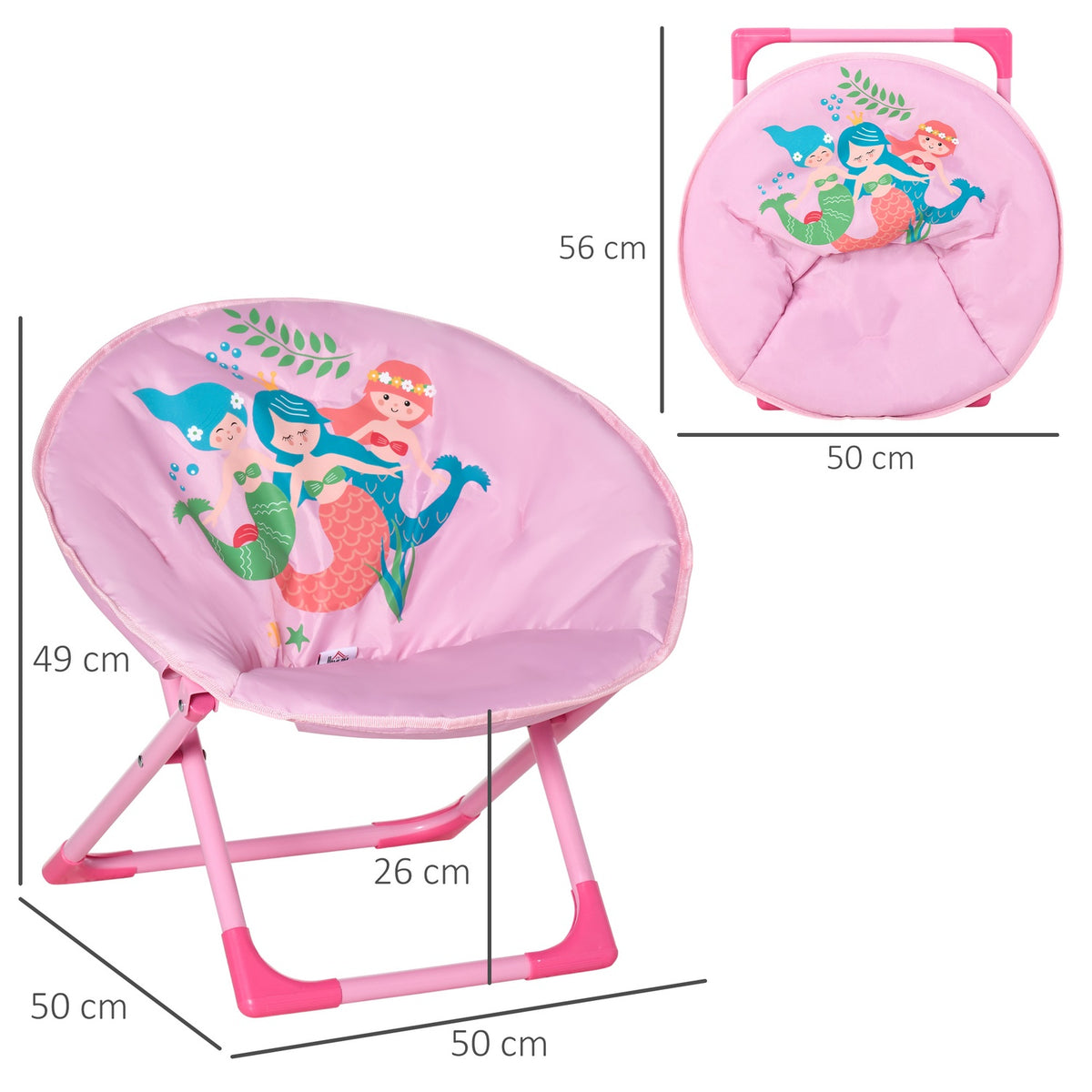 Moonchair Foldable Camping Chair For Children, Moon Chair, Indoor & Outdoor, Steel, Pink, Ø50 X 49H Cm