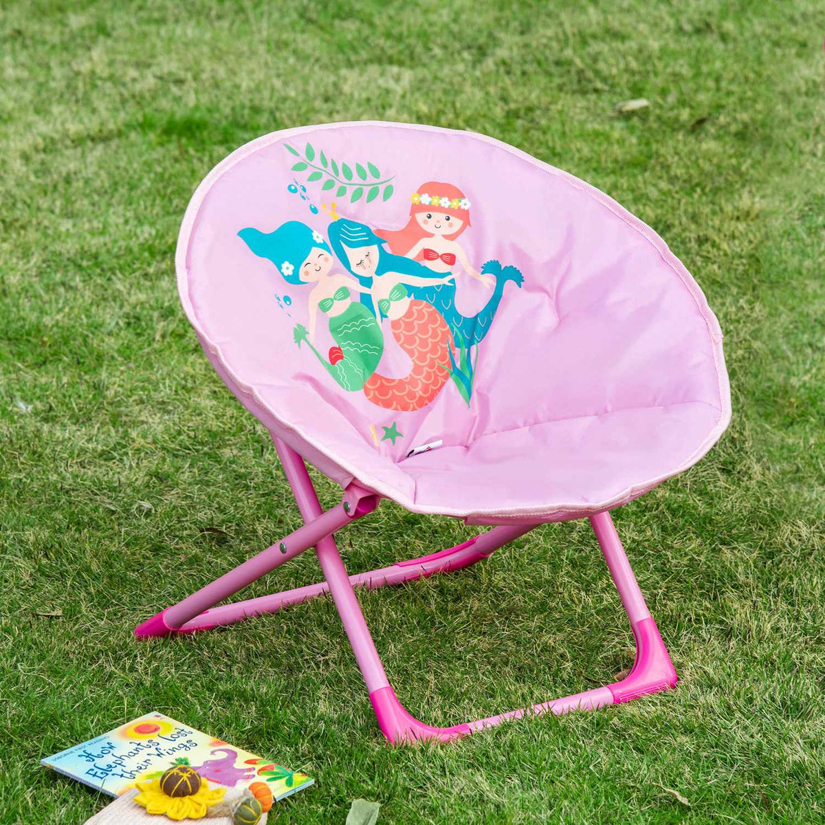 Moonchair Foldable Camping Chair For Children, Moon Chair, Indoor & Outdoor, Steel, Pink, Ø50 X 49H Cm