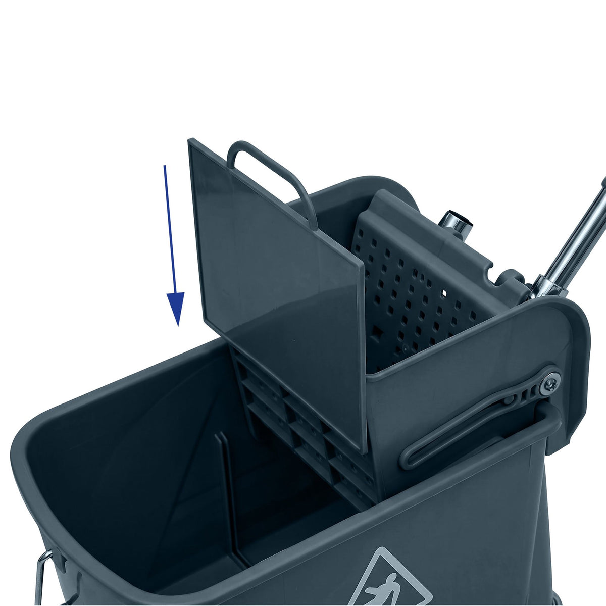 Mop Trolley with Wringer, Grey, 22L Capacity