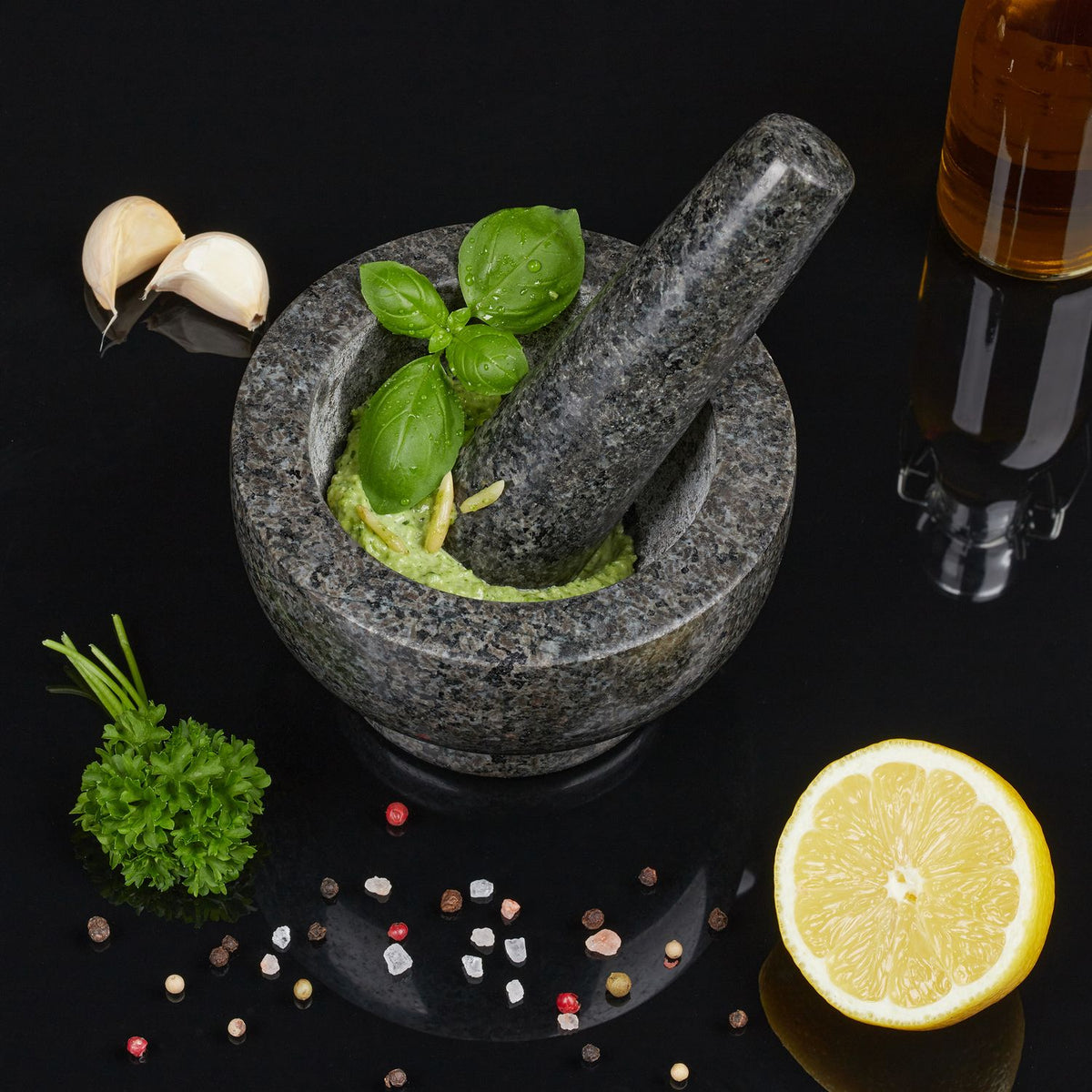 Mortar granite with impact