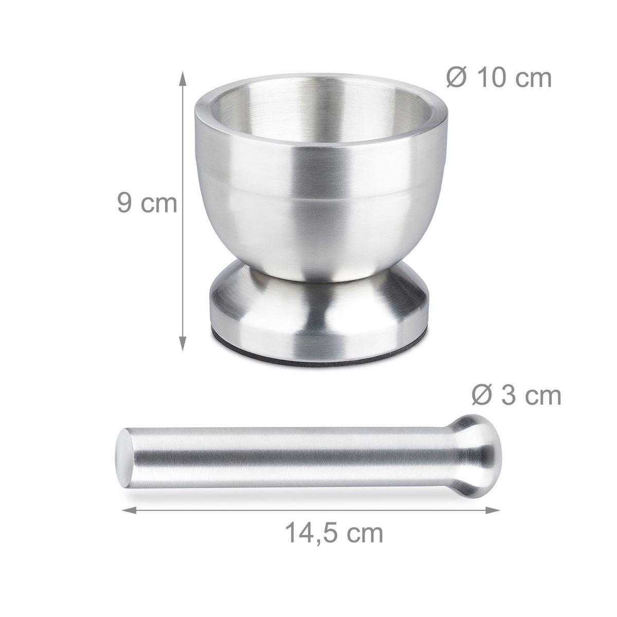 Mortar with impact in stainless steel
