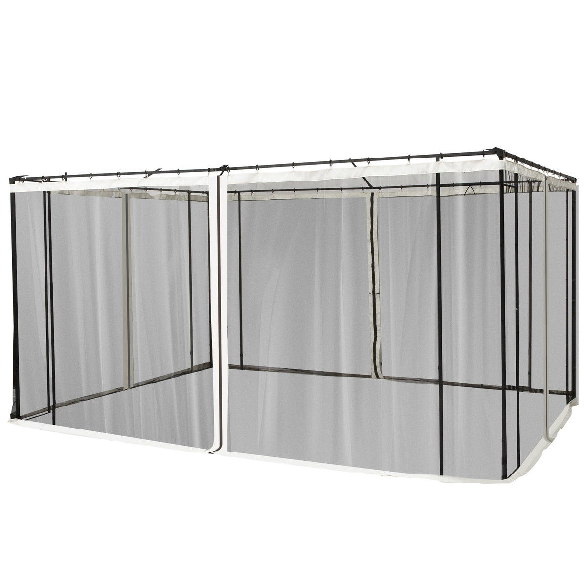 Mosquito net for 3x4 gazebo, 4 side panels, fly net with zip, insect protection, nylon mesh, black