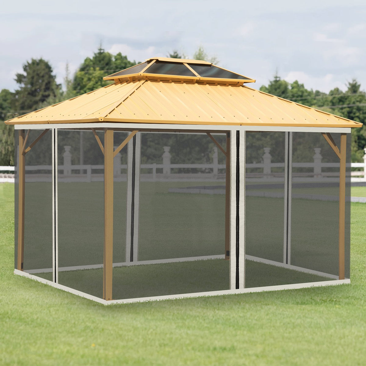 Mosquito net for 3x4 gazebo, 4 side panels, fly net with zip, insect protection, nylon mesh, black