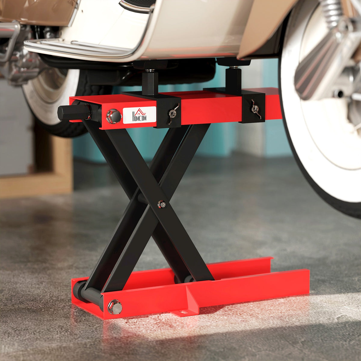 Motorcycle lifter 500 kg load capacity motorcycle lift 95-400 mm height adjustable assembly stand bicycle repair scissor jack in garage & outdoor areas |