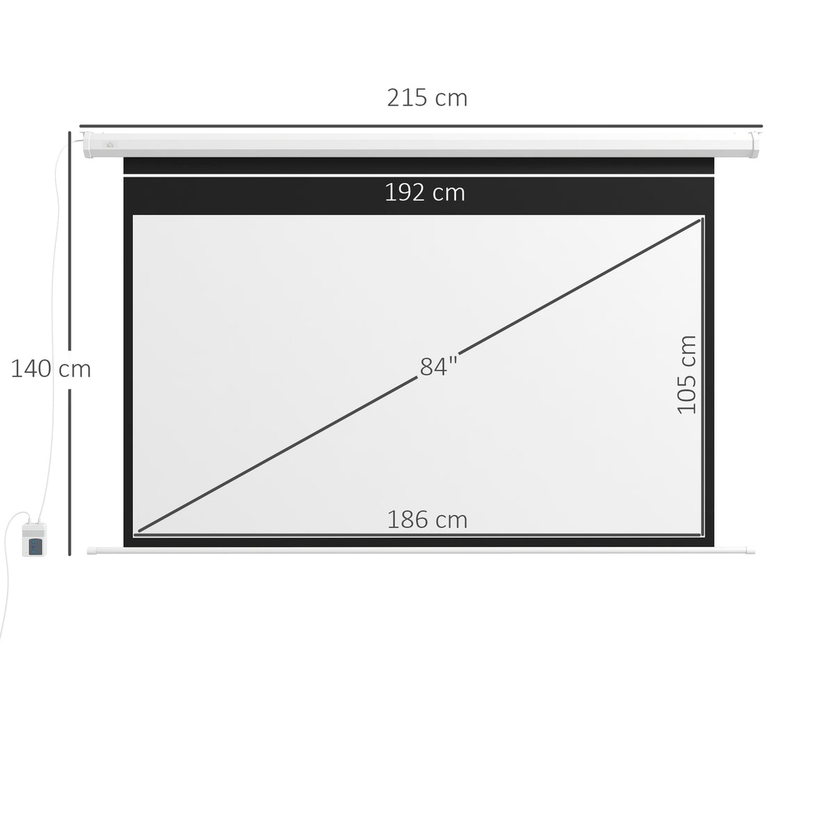 Motorized 84"" Projector Screen, 16:9, Remote Control