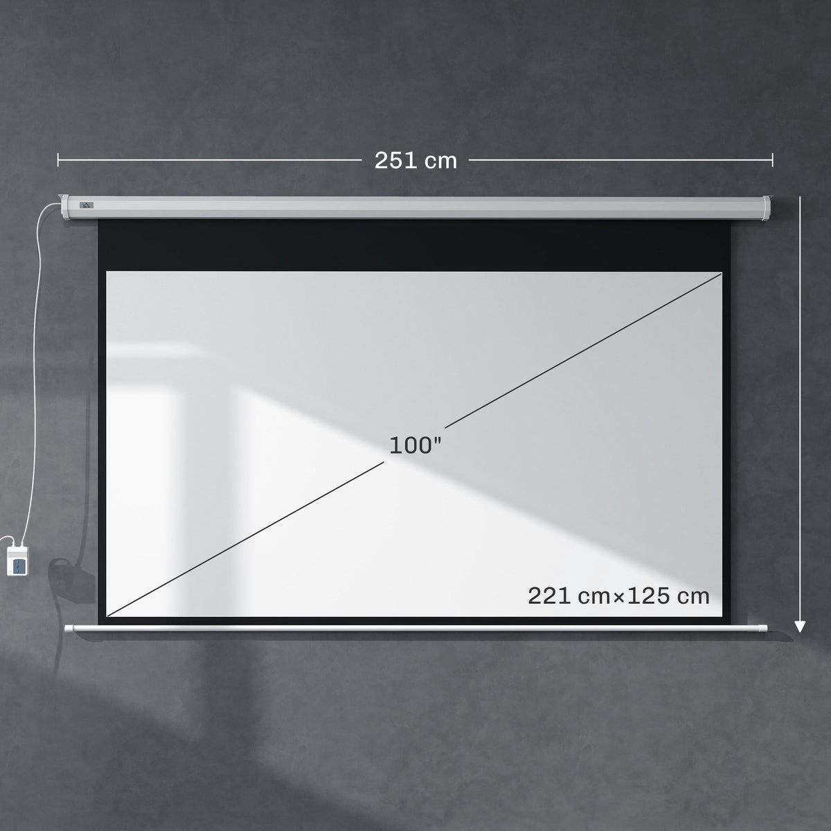 Motorized Projector Screen 100 Inch 16:9 With Remote