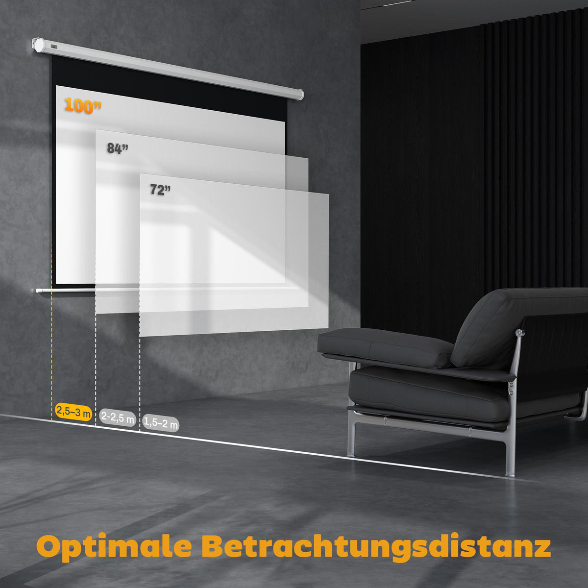 Motorized Projector Screen 100 Inch 16:9 With Remote