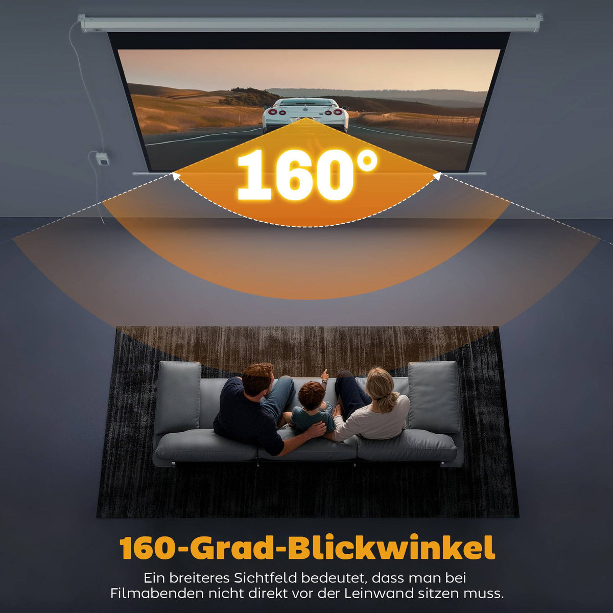 Motorized Projector Screen 100 Inch 16:9 With Remote