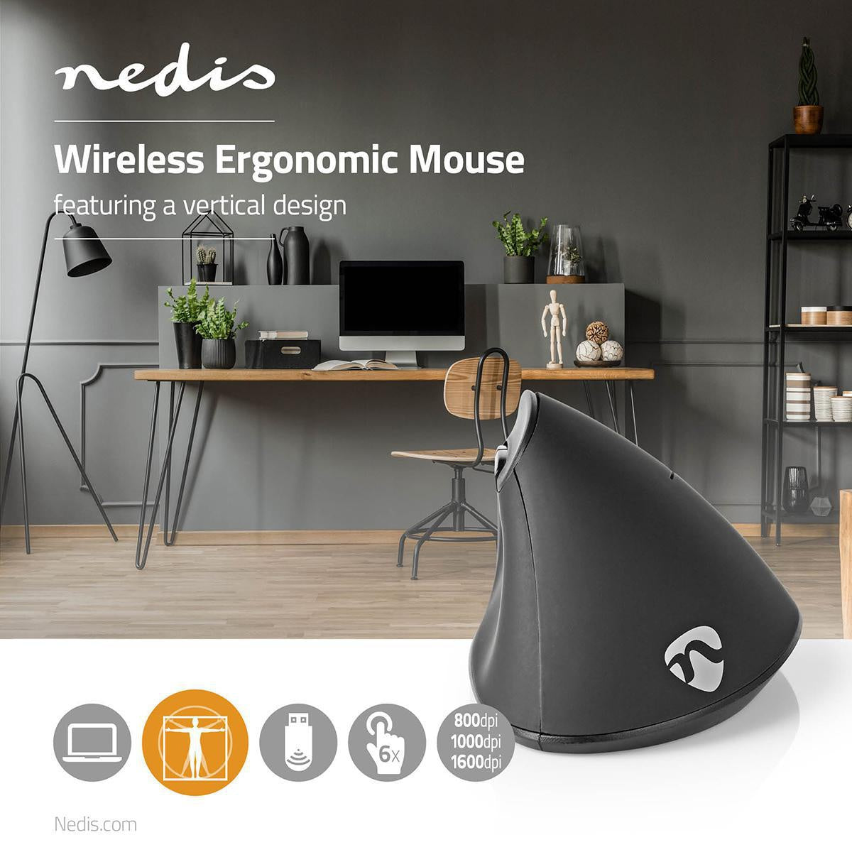 Mouse | Wireless | 800 / 1000 / 1600 dpi | Adjustable DPI | Number of buttons: 6 | Right handed
