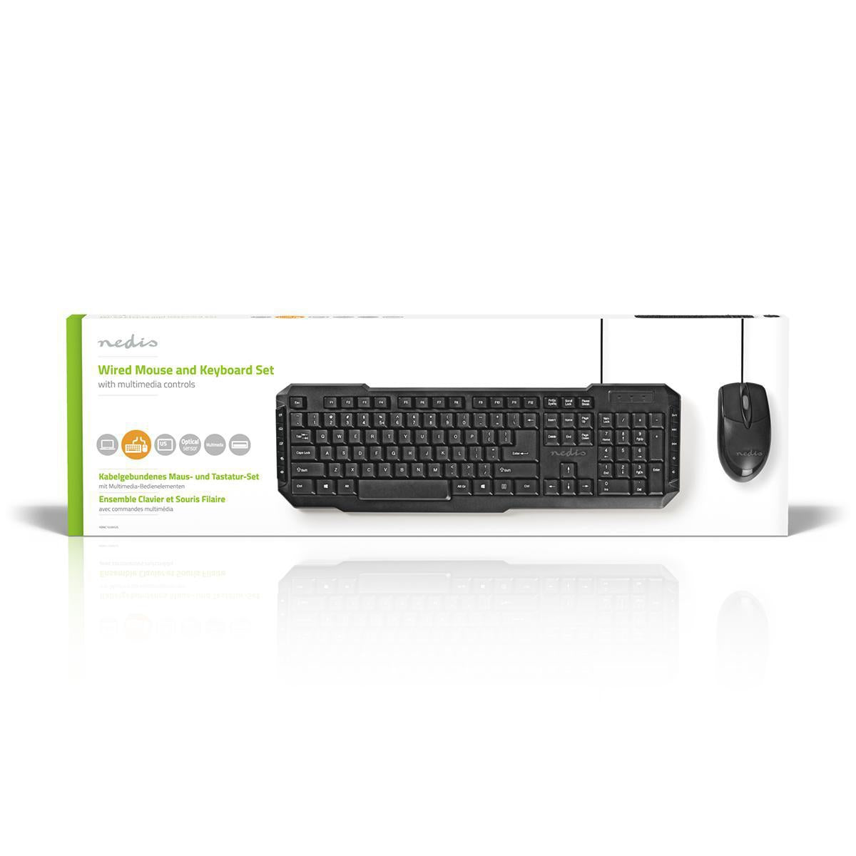 Mouse and Keyboard | Wire bound | Mouse and keyboard connection: USB | 800 dpi | US International | US Layout
