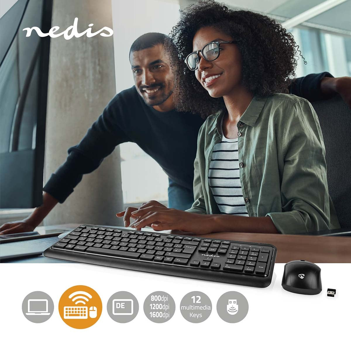 Mouse and Keyboard | Wireless | Mouse and keyboard connection: USB | 800 / 1200 / 1600 dpi | Adjustable DPI | QWERTY | DE Layout