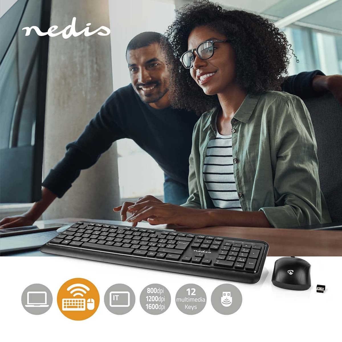 Mouse and Keyboard | Wireless | Mouse and keyboard connection: USB | 800 / 1200 / 1600 dpi | Adjustable DPI | QWERTY | IT Layout