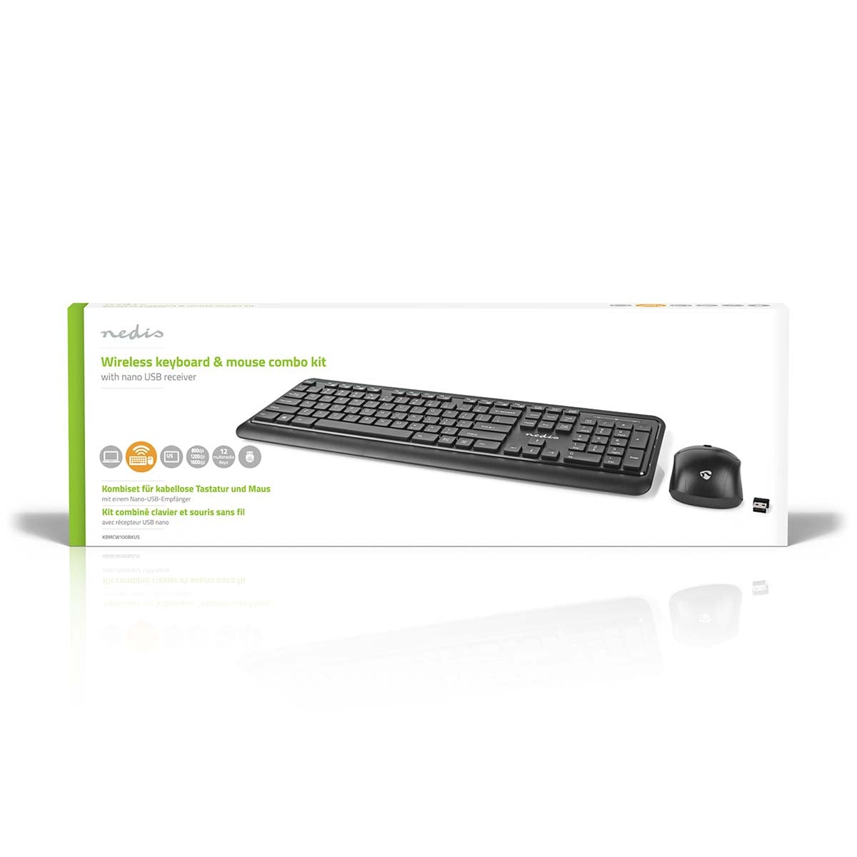 Mouse and Keyboard | Wireless | Mouse and keyboard connection: USB | 800 / 1200 / 1600 dpi | Adjustable DPI | QWERTY | US Layout