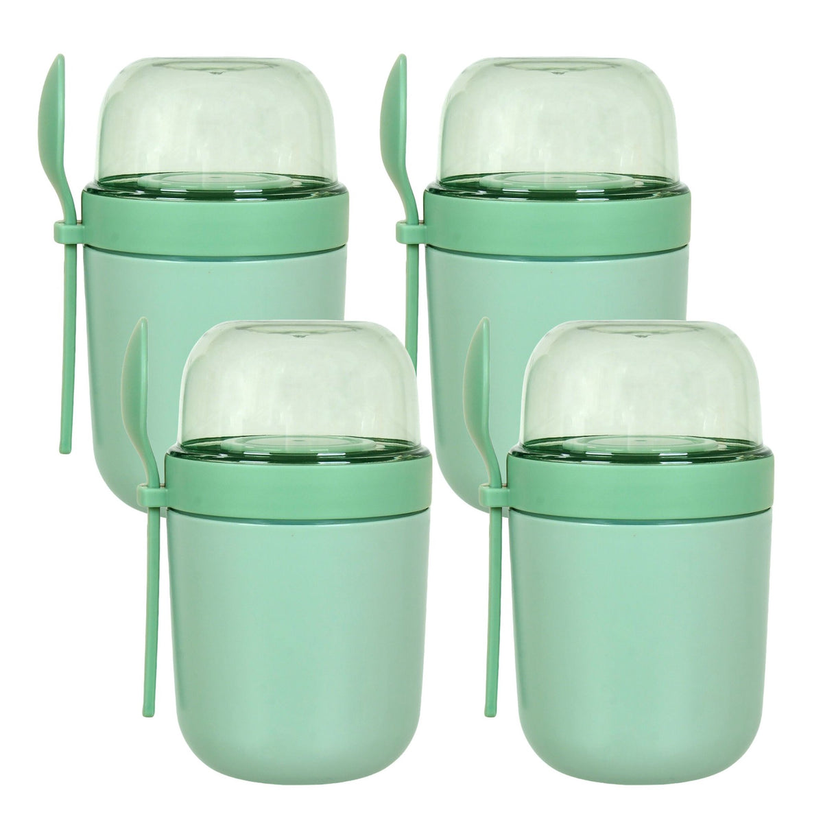 Muesli Cups To Go, 4-Pack, Green, BPA-Free Plastic