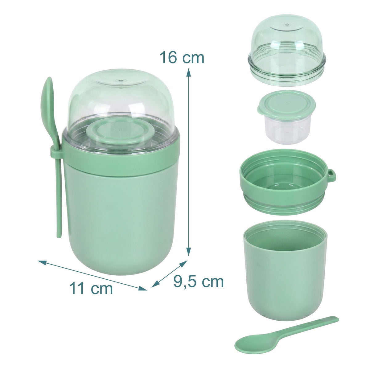 Muesli Cups To Go, 4-Pack, Green, BPA-Free Plastic