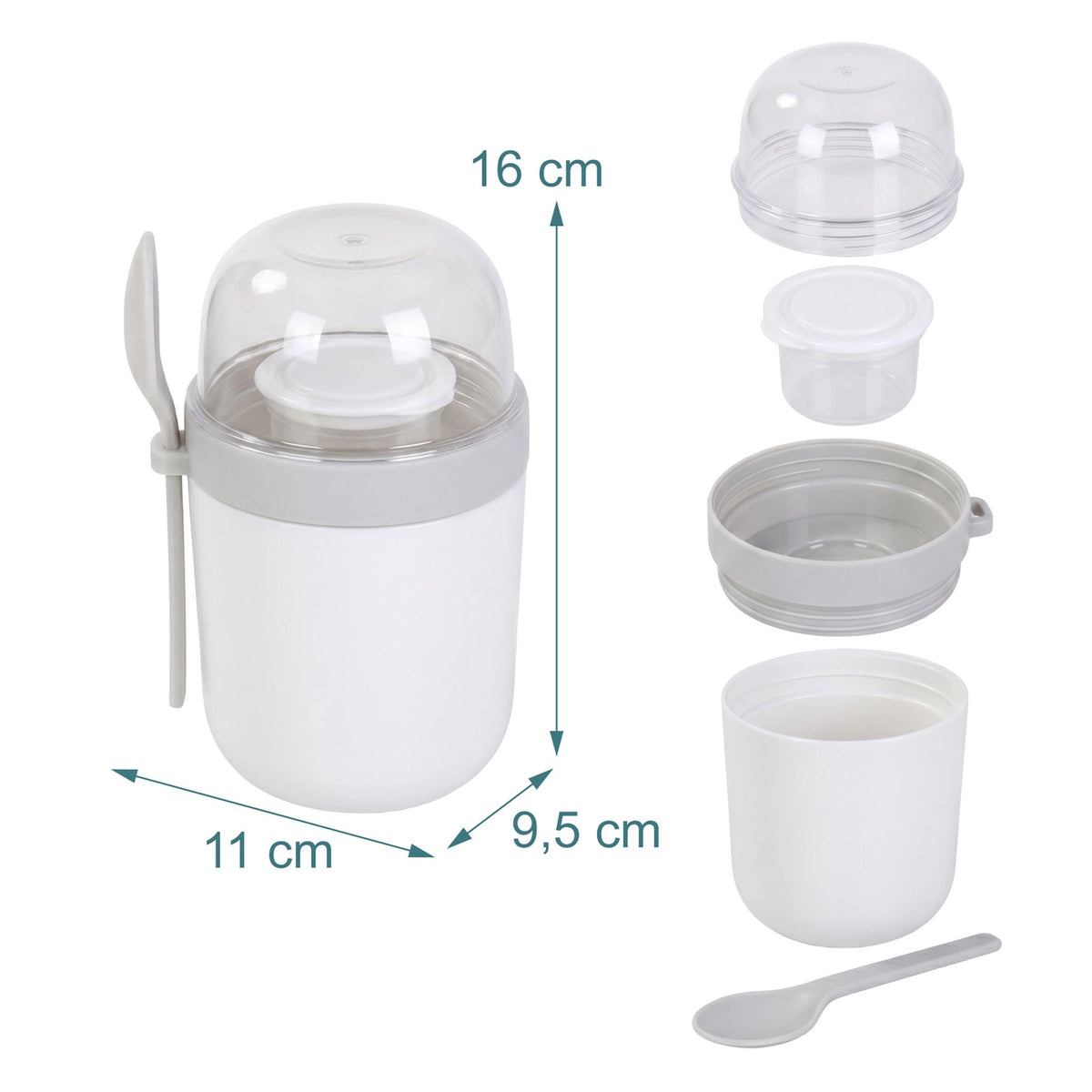 Muesli To-Go Cups with Spoon, 4-Pack, BPA-Free Plastic