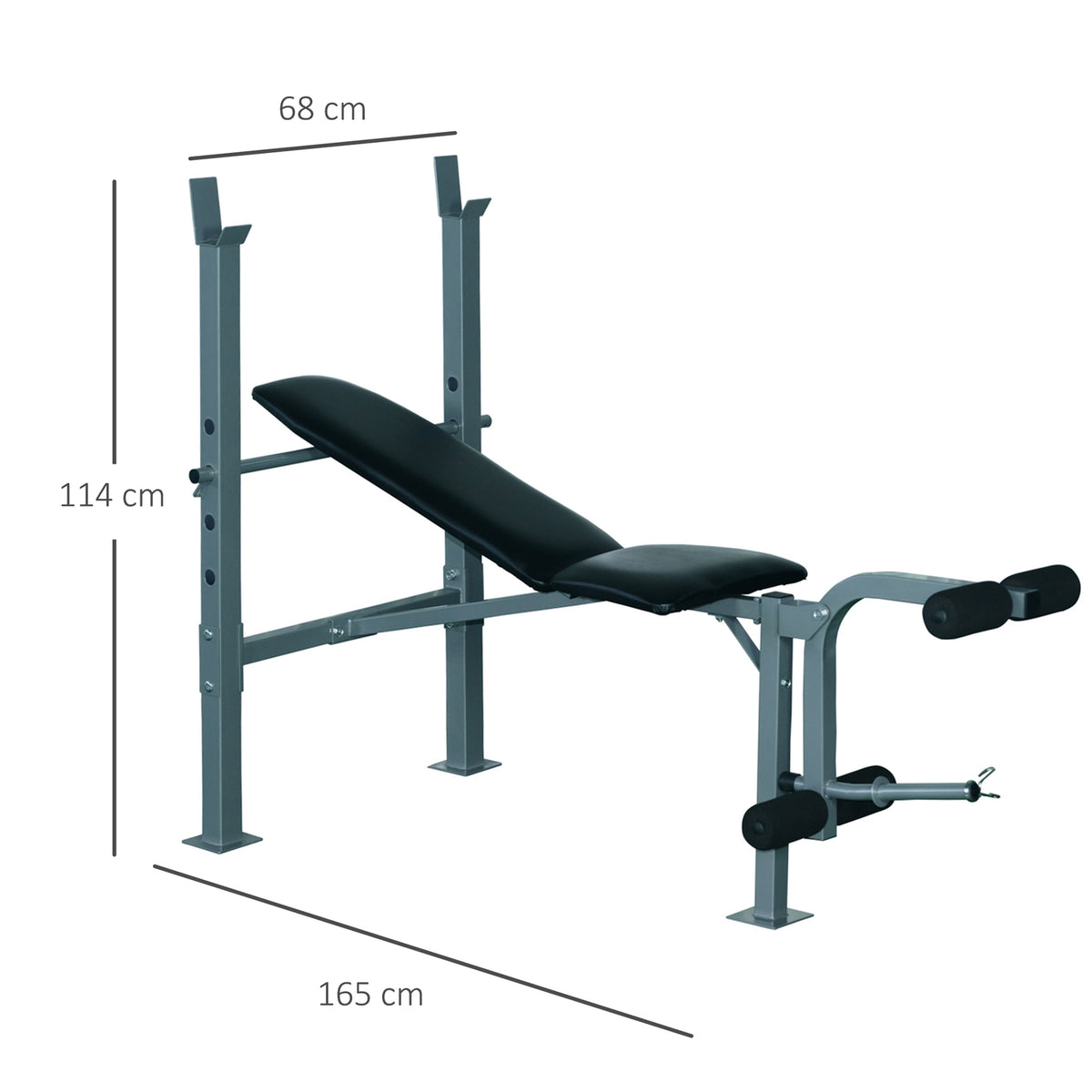 Multi-Weight Bench, Training Bench, Multi-Gym, Incline Bench, Fitness Equipment, Steel, 165X68X114Cm