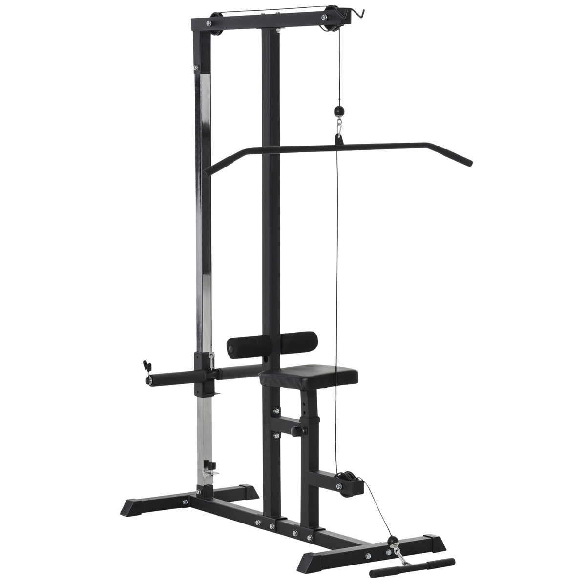 Multifunctional Fitness Station With Adjustable Seat & Pulley, Steel, Black, 107X120X190Cm