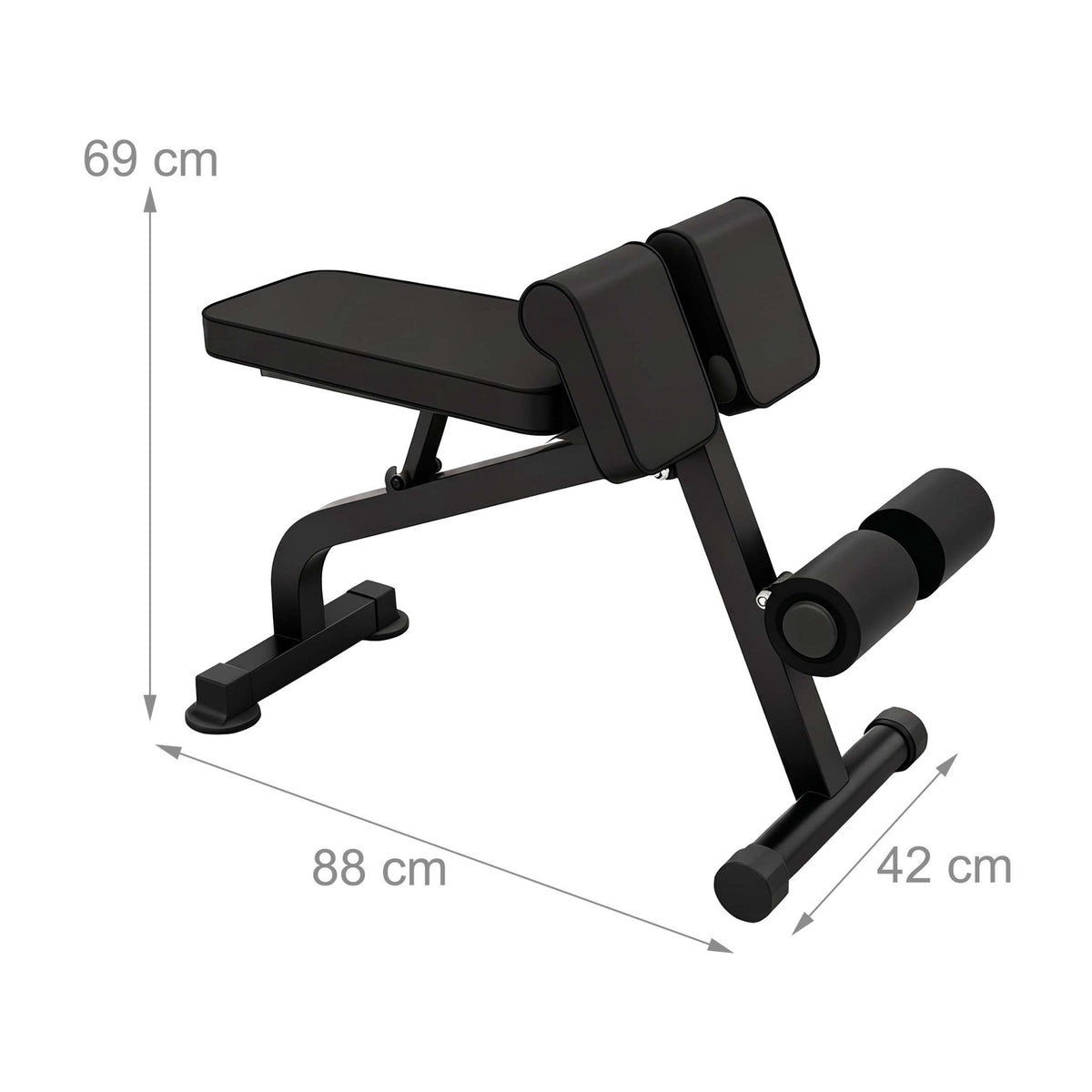 Multifunctional Hyperextension & Curls Bench, Black, Steel Frame