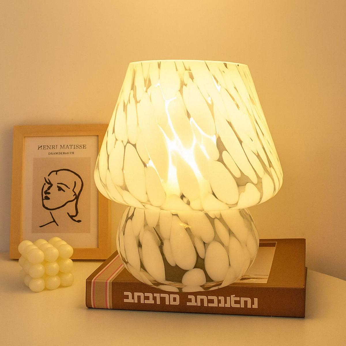 Mushroom Glass Table Lamp, LED, 3 Light Colors