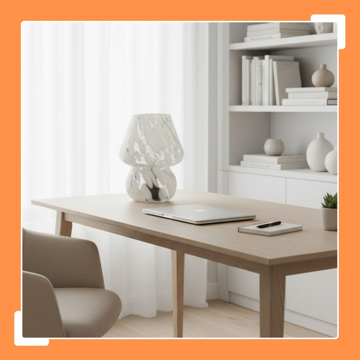 Mushroom Glass Table Lamp, LED, 3 Light Colors