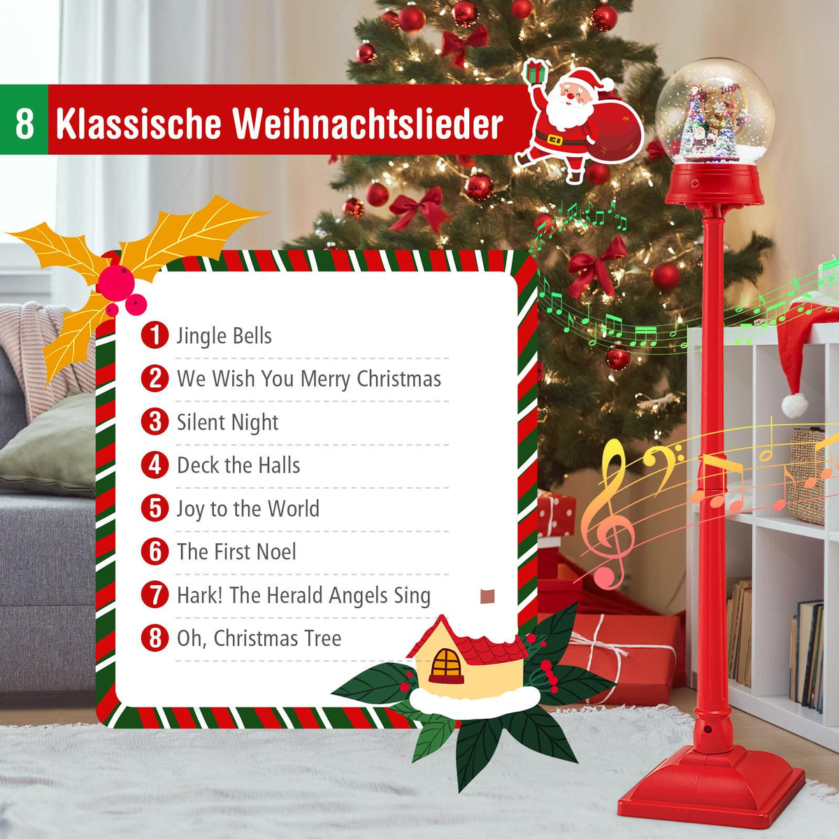 Musical Christmas Lantern with Ferris Wheel, 8 Melodies