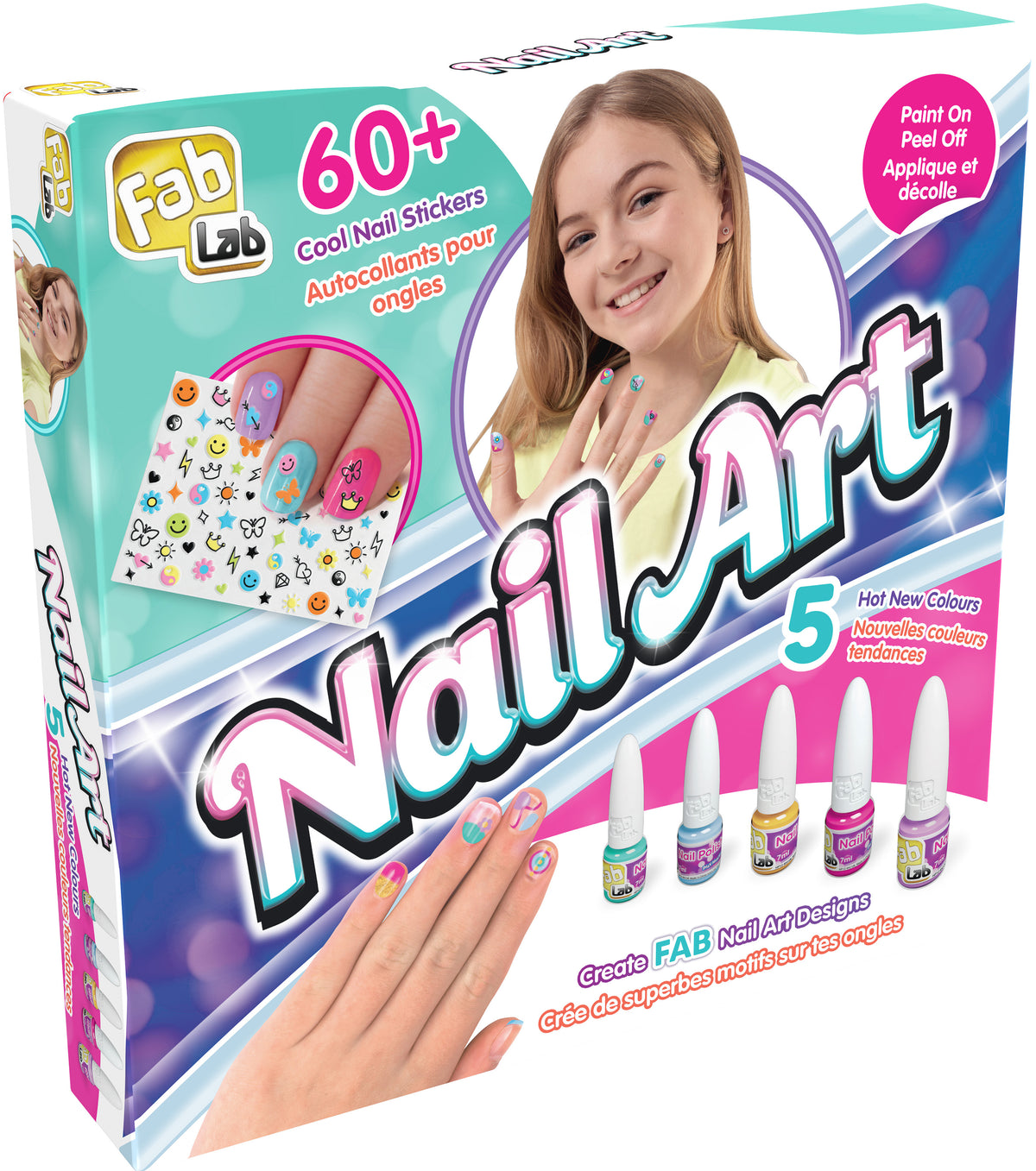 Nail Art Set with 7 Polishes & Heart Decorations
