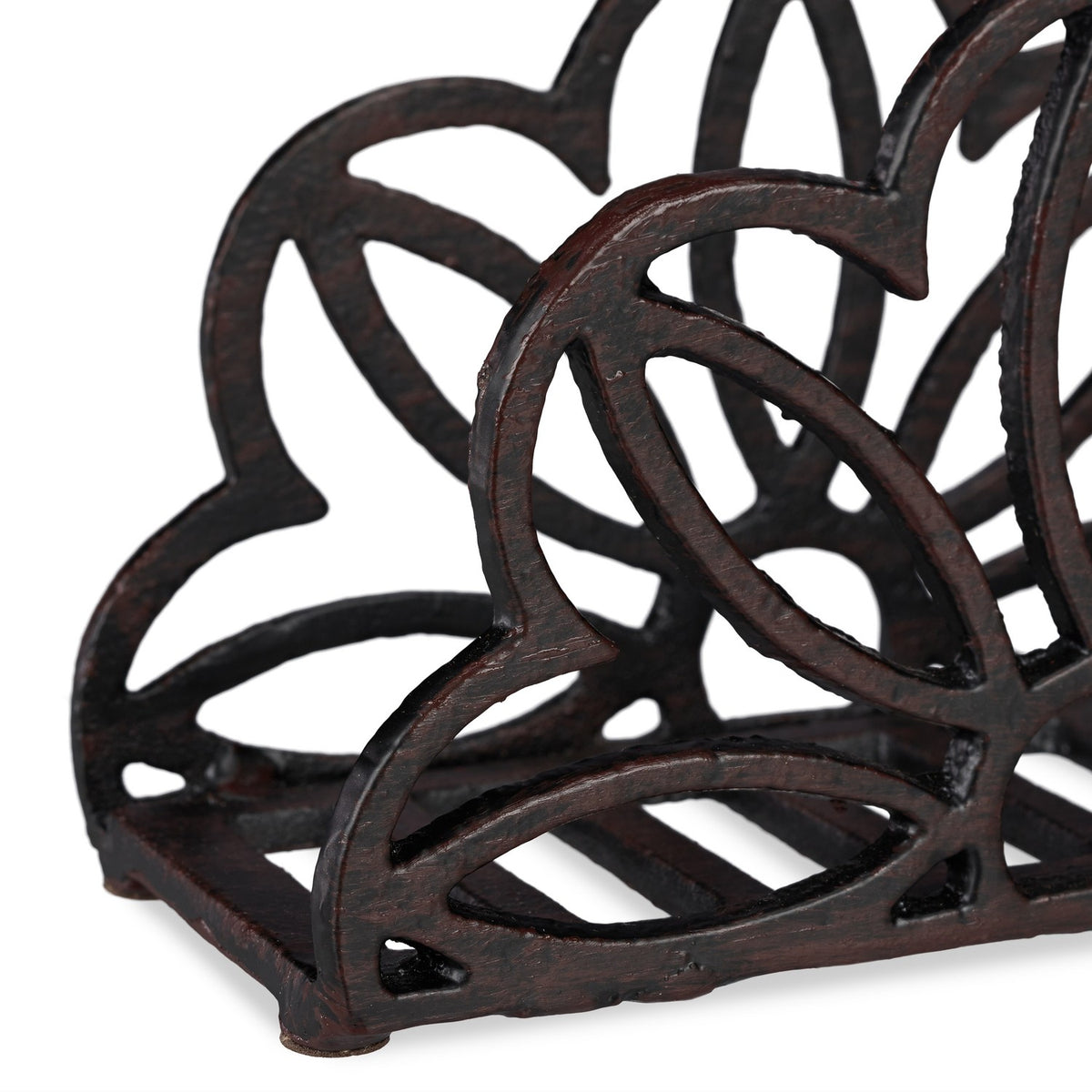 Napkin stand cast iron leaf motif
