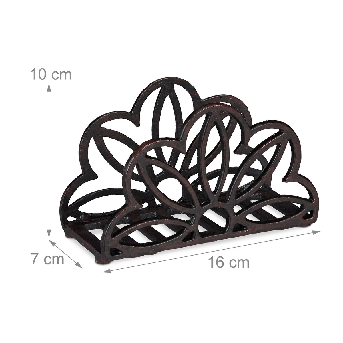 Napkin stand cast iron leaf motif