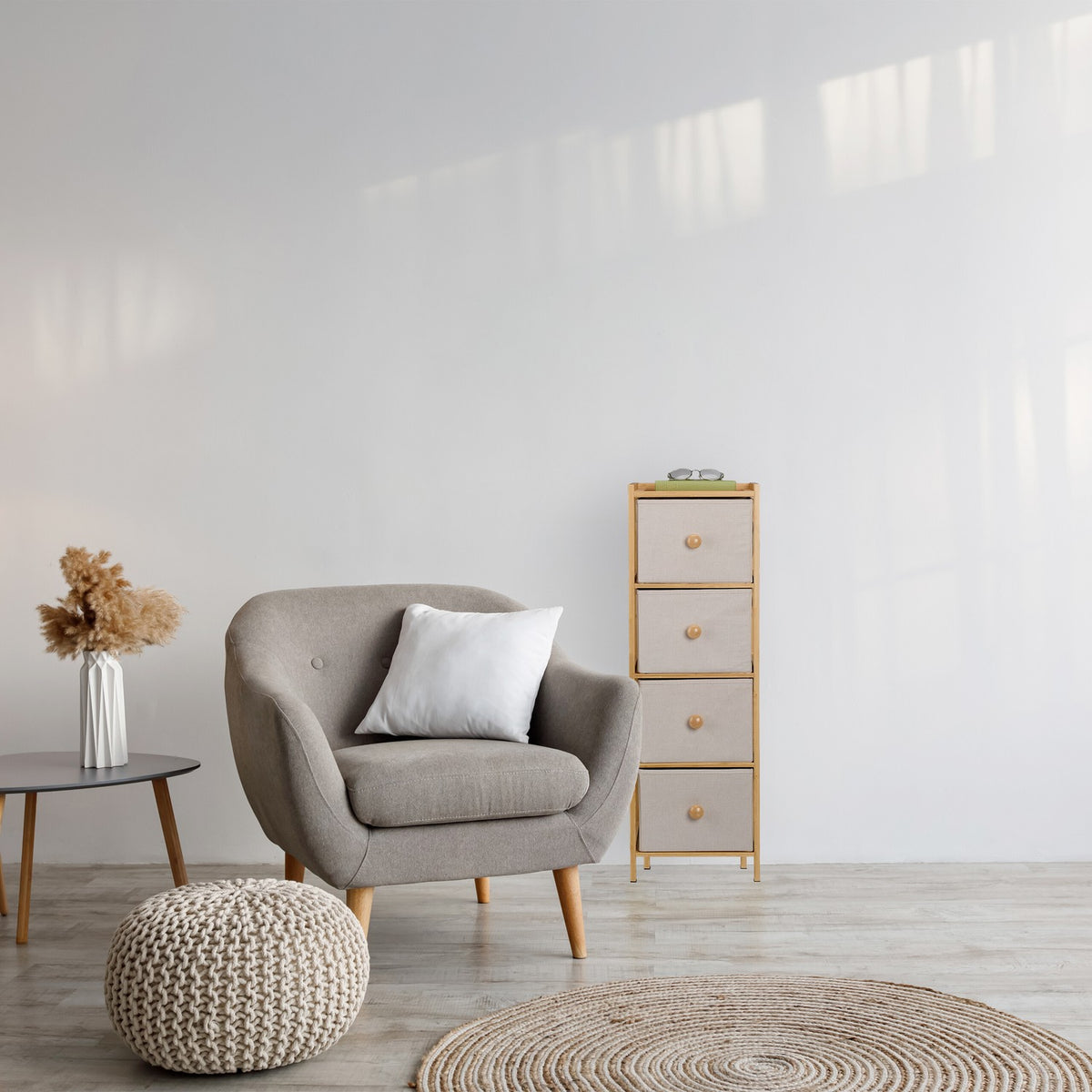 Narrow 4-Drawer Chest for Bedroom, Hallway, Living Room