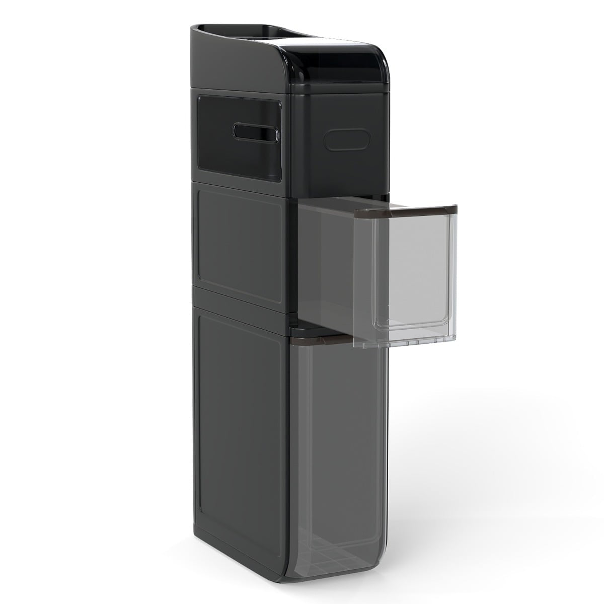 Narrow Bathroom Cabinet with 2 Drawers, Tissue Box, Black