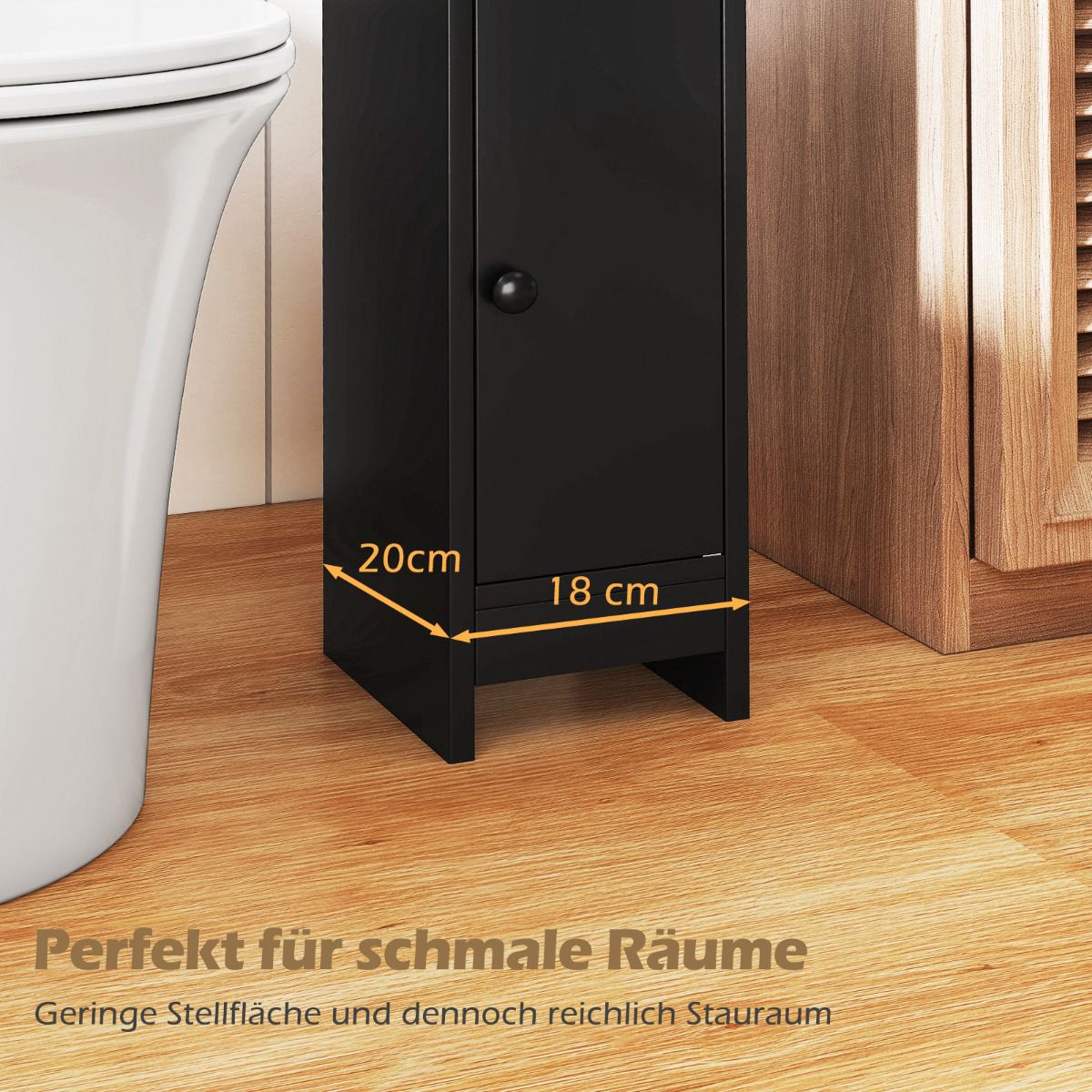 Narrow Bathroom Cabinet with Shelves and Adjustable Storage
