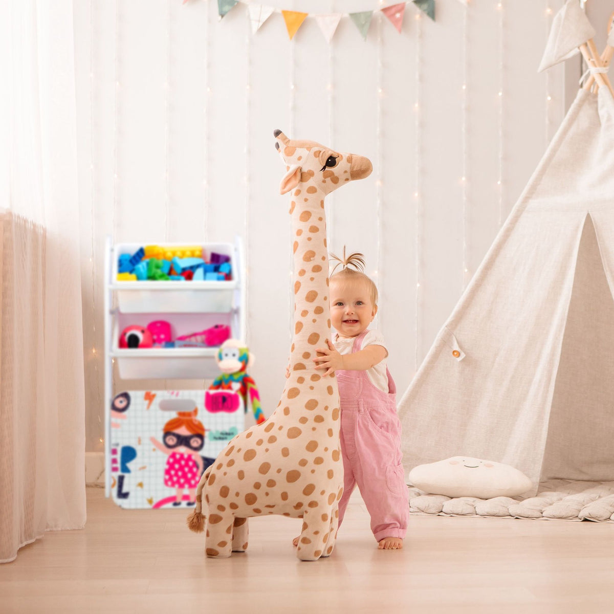 Narrow Children's Shelf with Hero Motif