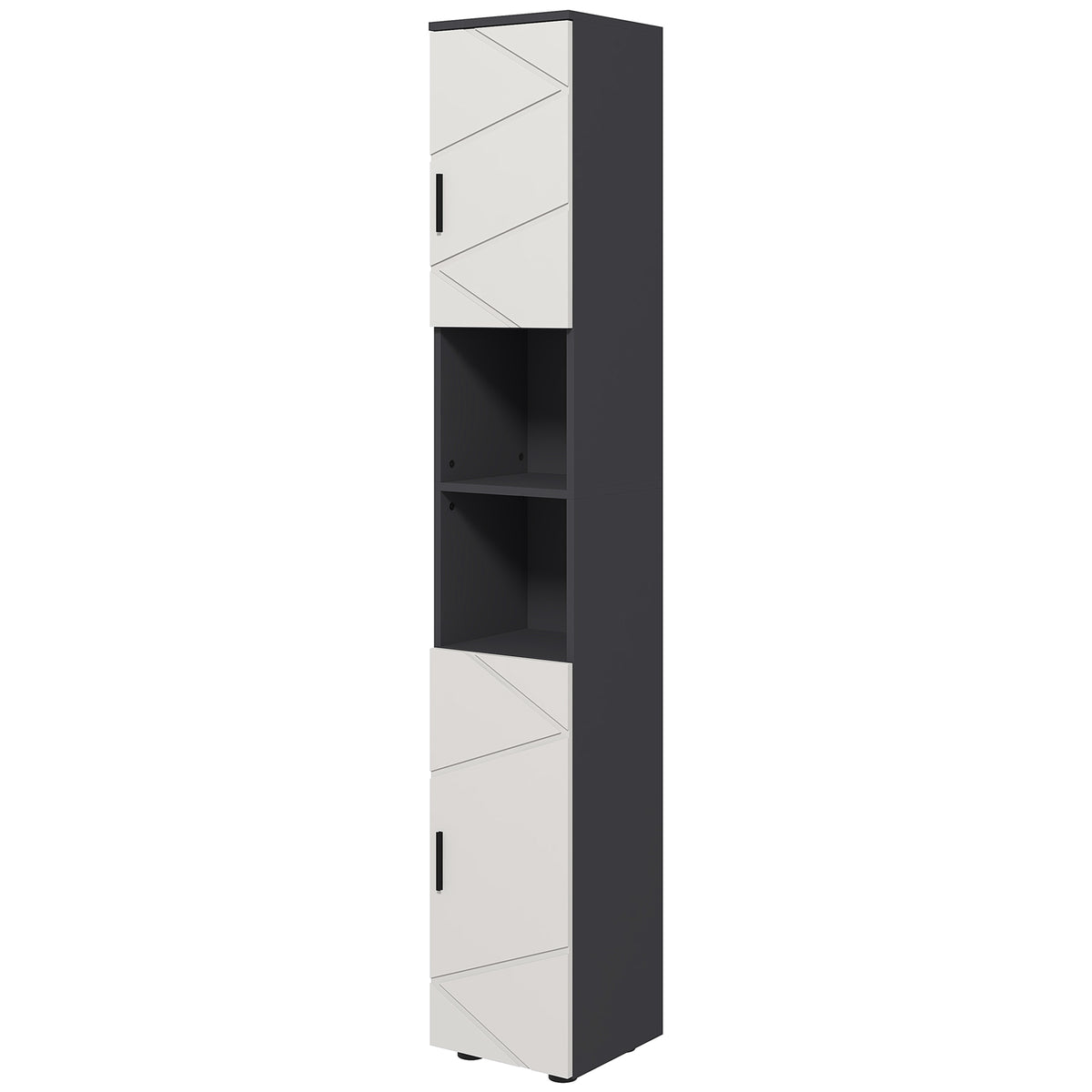 Narrow bathroom cabinet, tall toilet cabinet with adjustable shelf and 2 open compartments, bathroom cabinet for small spaces bathroom, living room 30 x 30 x 183 cm gray |