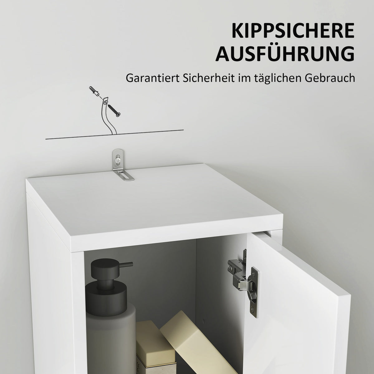 Narrow bathroom cabinet, tall toilet cabinet with drawer, 3 open compartments, adjustable shelf, bathroom cabinet for small rooms, bathroom, living room 20 x 20 x 178 cm white