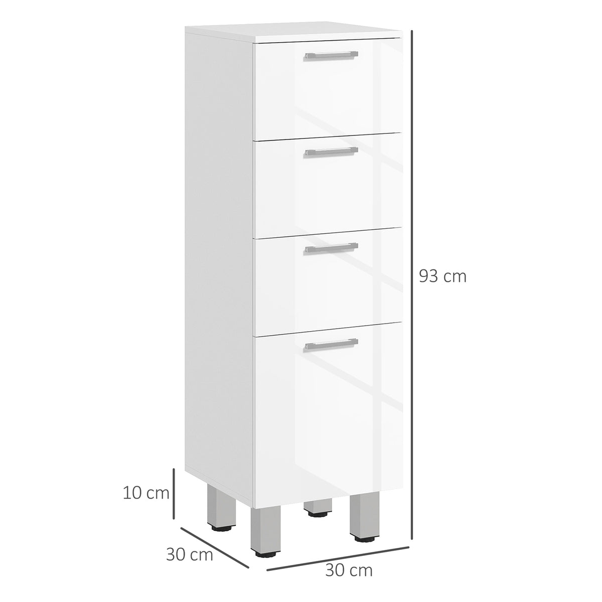Narrow bathroom cabinet, toilet cabinet with adjustable shelf, 3 drawers, bathroom cabinet for small spaces bathroom, living room 30 x 30 x 93 cm white |