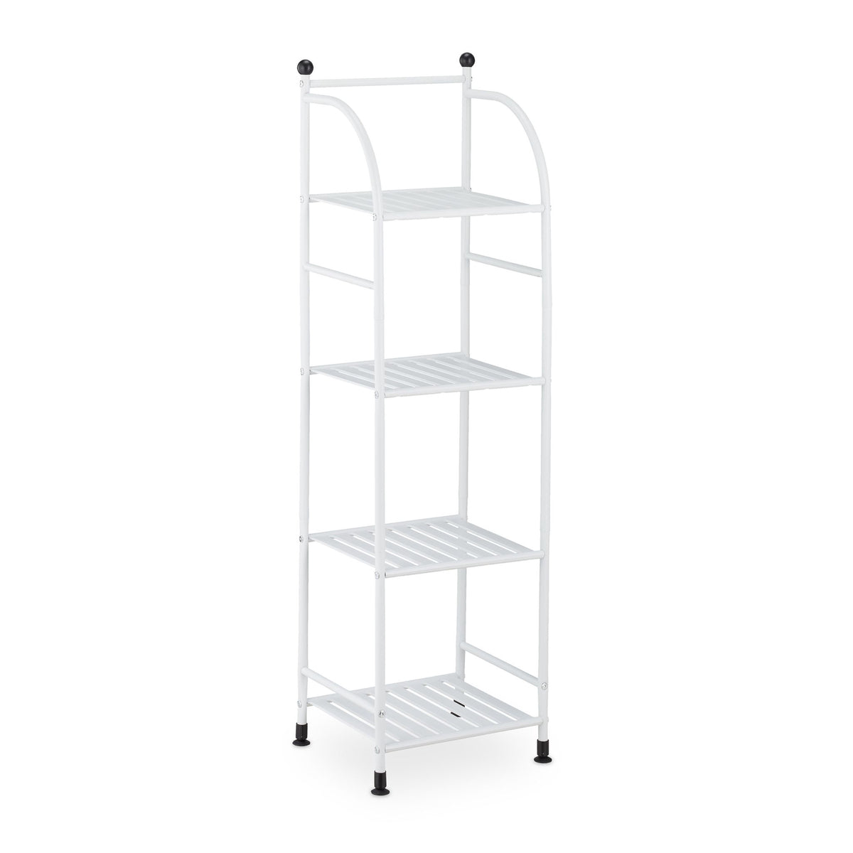 Narrow floor-standing shelf with 4 shelves