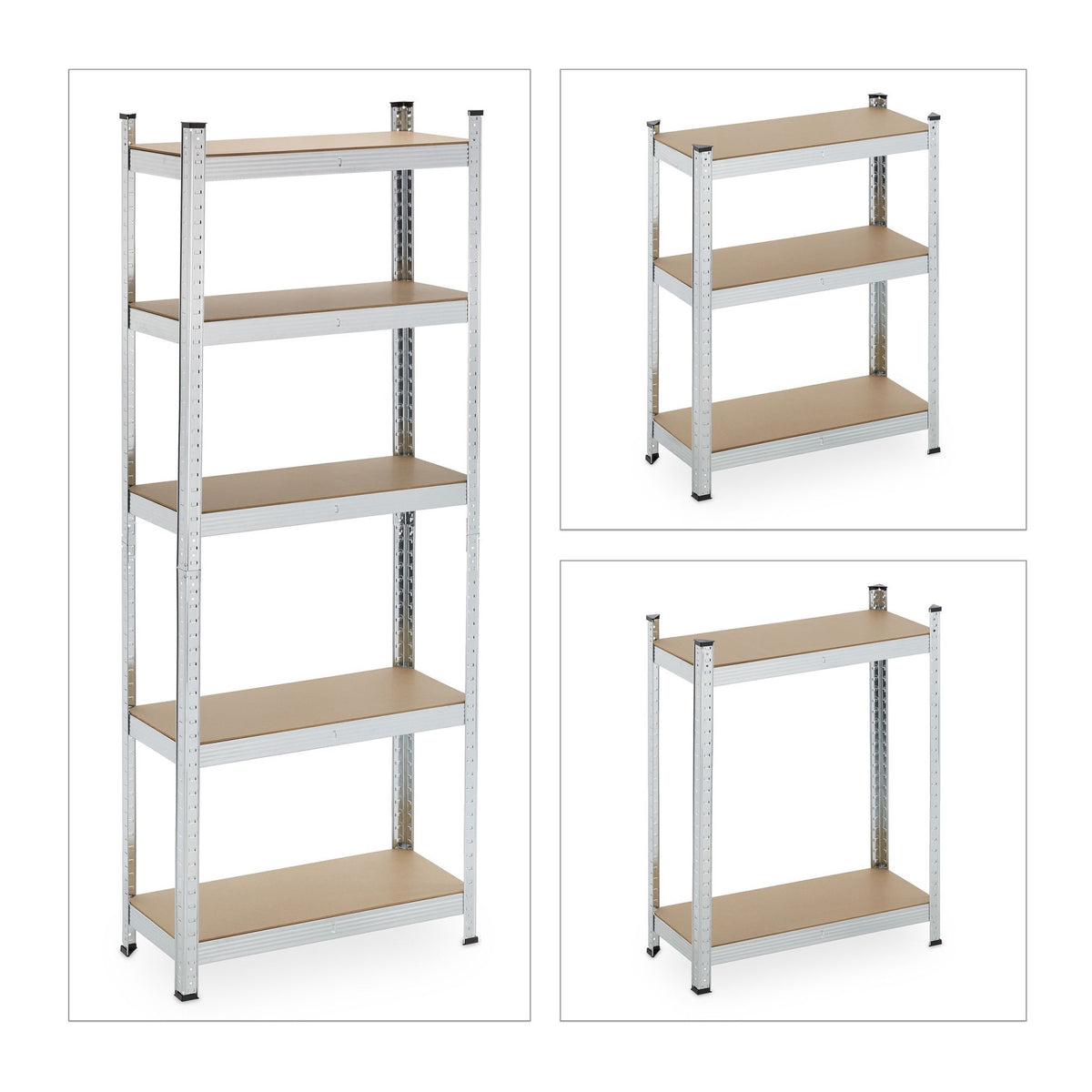 Narrow strong shelves with 5 levels
